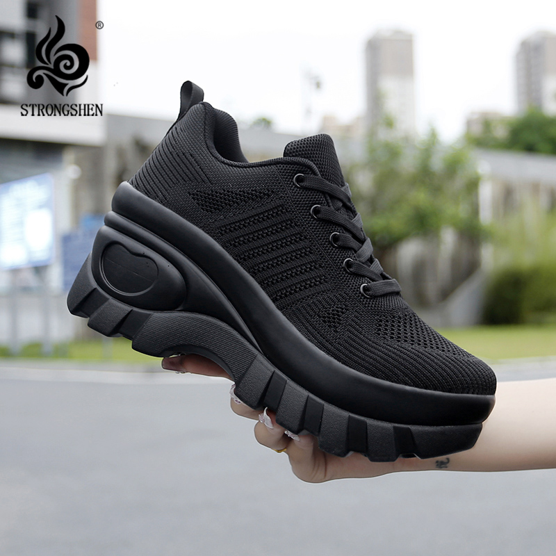Women Shoes Size Chart - STRONGSHEN Women Platform Trainers Sneakers 8CM