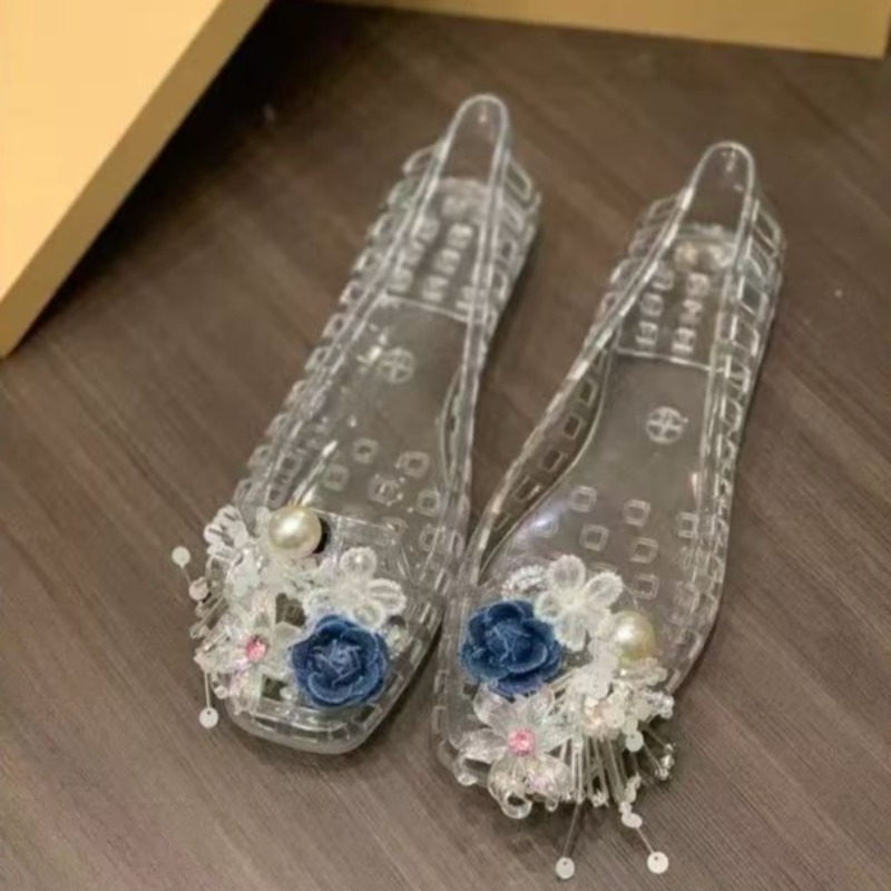 Women Shoes Sandals - Designer Shoes Glamour PVC Transparent Gem