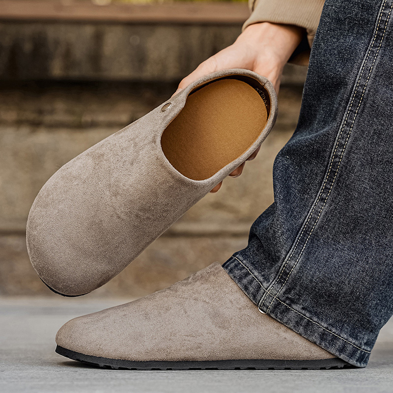 Women'S Shoes With Arch Support - Men Suede Leather Slippers Mules Women