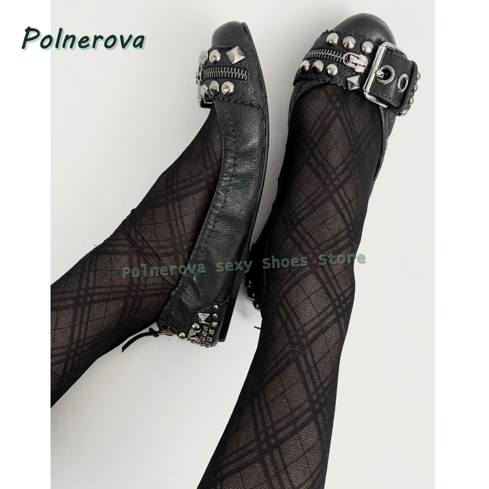 Women Shoes Size Chart - Rivet Belt Buckle Mary Jane Shoes