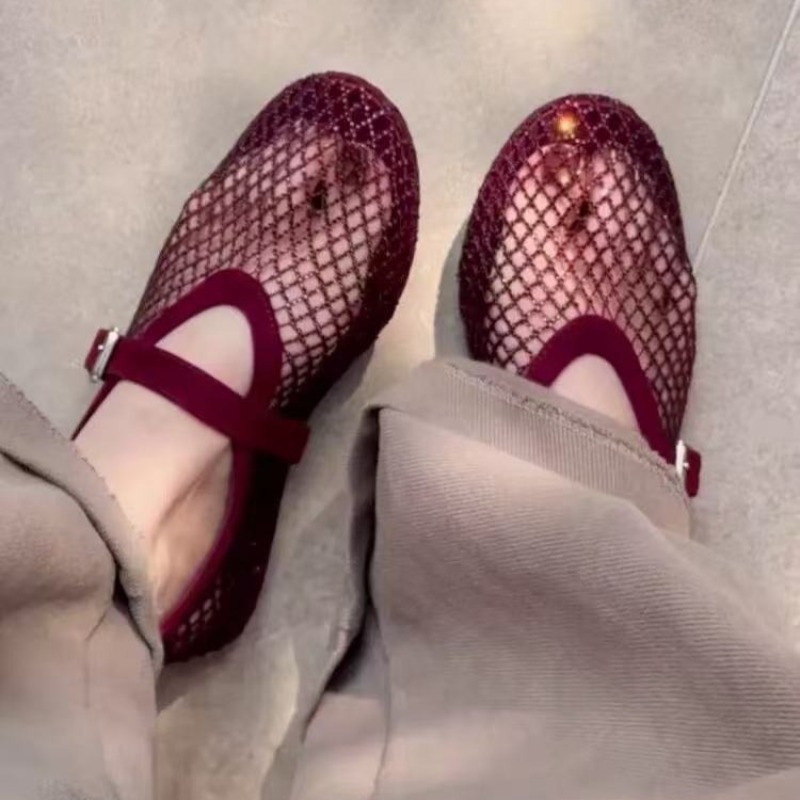 Women Shoes Sandals - Hollow Rhinestone Baotou Sandals Women 2026