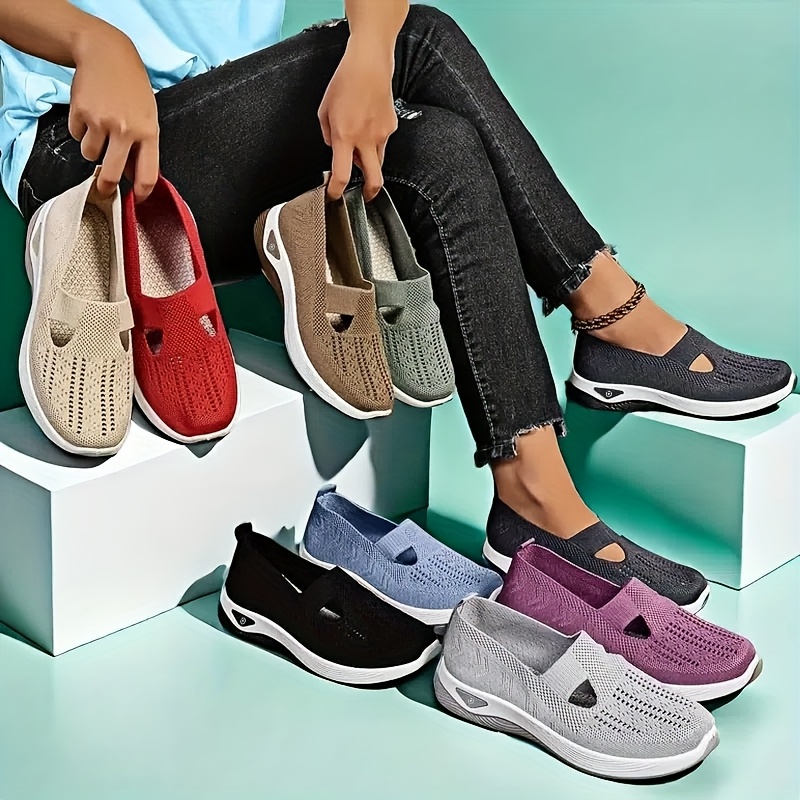 Women'S Shoes With Arch Support - Womens Spring Summer Knit Slip On
