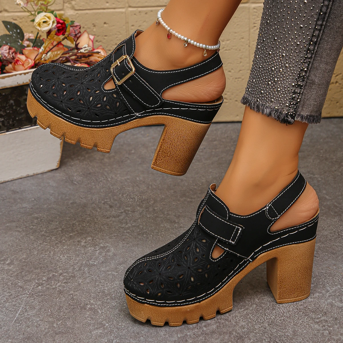 Women Shoes Model - Large Size Women's Thick Heel Sandals