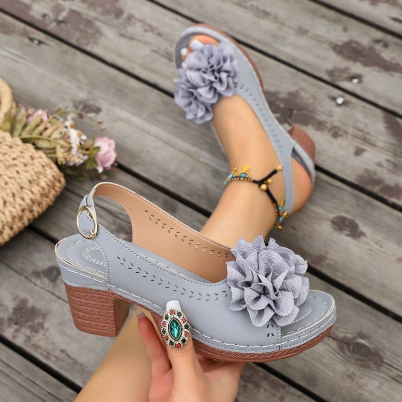Vintage Flower Decorate Peep T - Women'S Shoes Peep Toe review and price