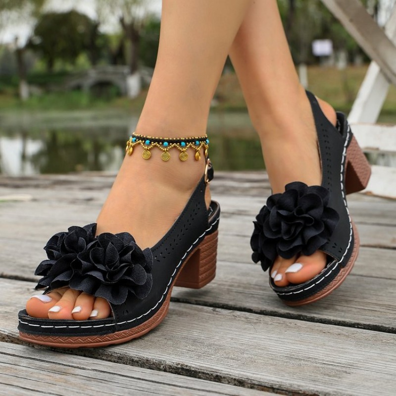 Vintage Flower Decorate Peep T - Women'S Shoes Peep Toe review and price