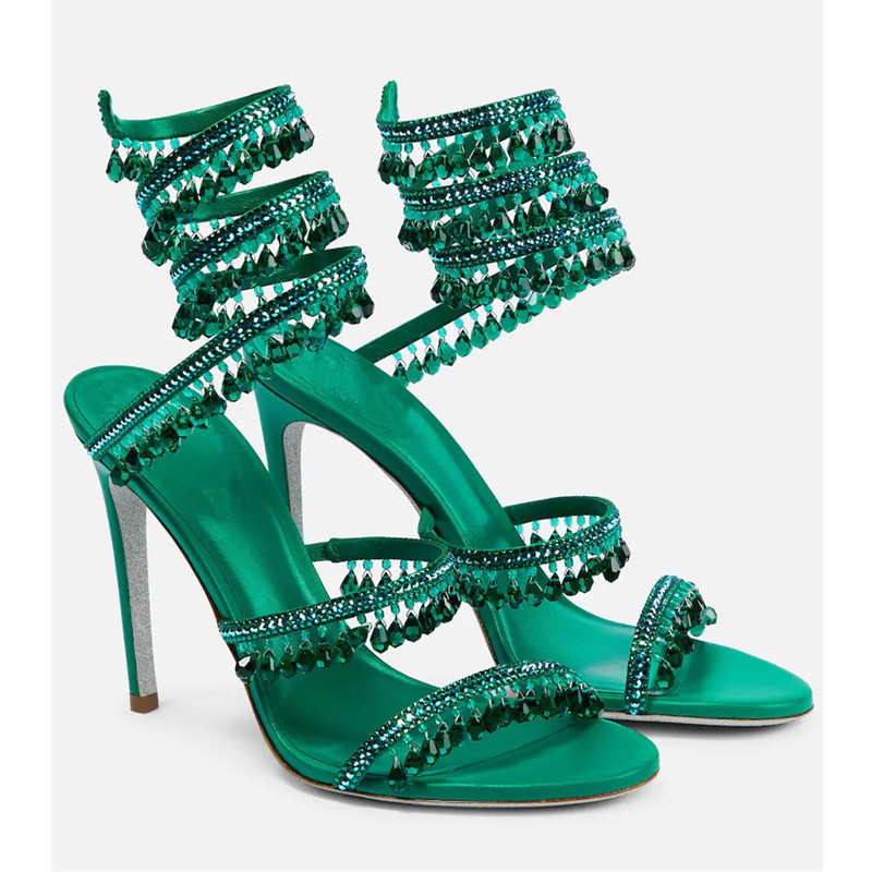 Sexy Green Crystal Fringe Stil - Women'S Shoes Peep Toe review and price
