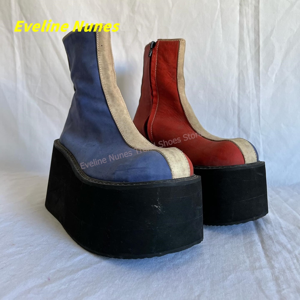 Y2K Red Blue Platform Ankle Bo - Block Heel Ankle Boots review and price