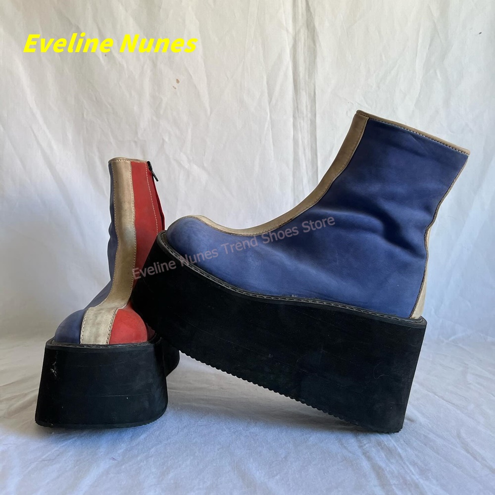 Y2K Red Blue Platform Ankle Bo - Block Heel Ankle Boots review and price