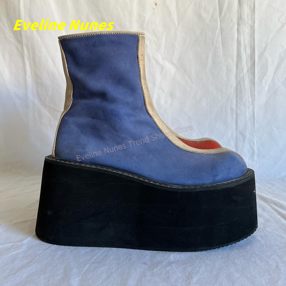 Y2K Red Blue Platform Ankle Bo - Block Heel Ankle Boots review and price