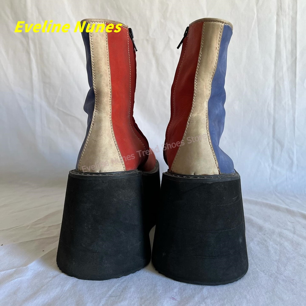 Y2K Red Blue Platform Ankle Bo - Block Heel Ankle Boots review and price