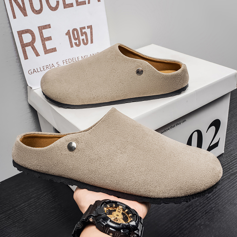 Men Suede Leather Slippers Mul - Women'S Shoes With Arch Support review and price