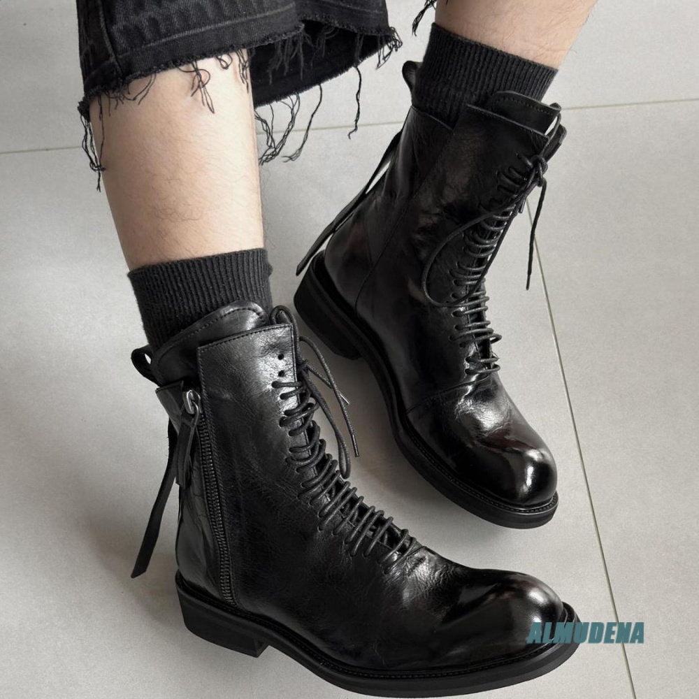 Solid Black Street Style Men H - Block Heel Ankle Boots review and price