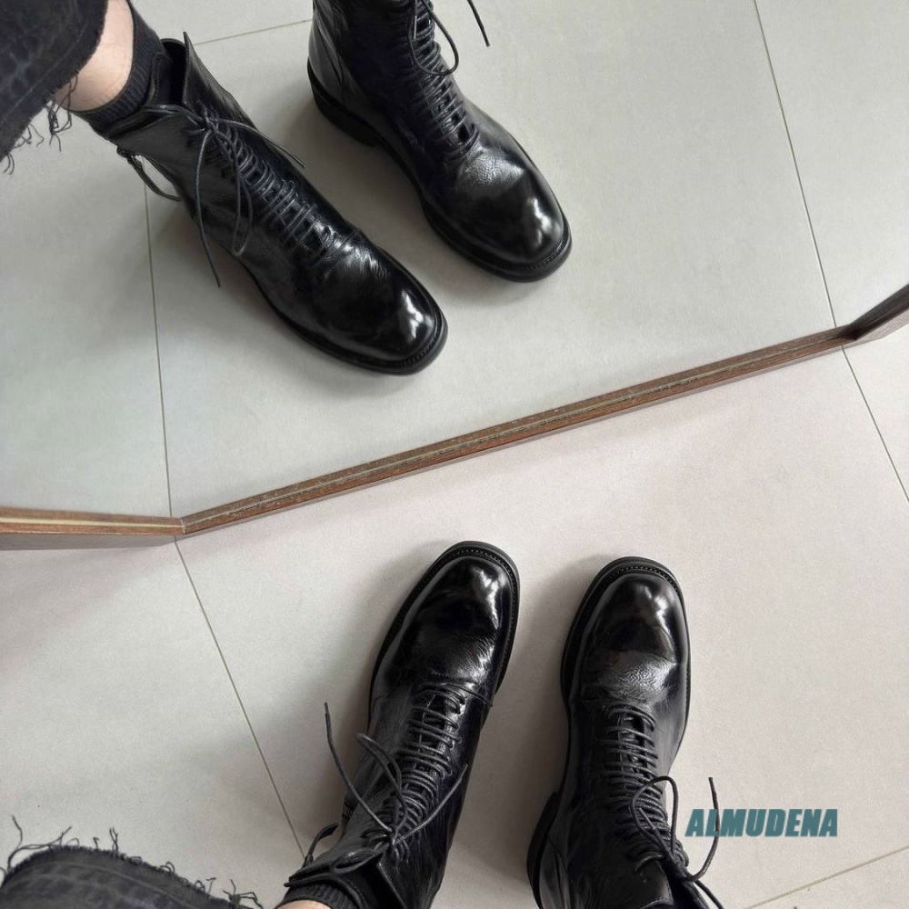 Solid Black Street Style Men H - Block Heel Ankle Boots review and price