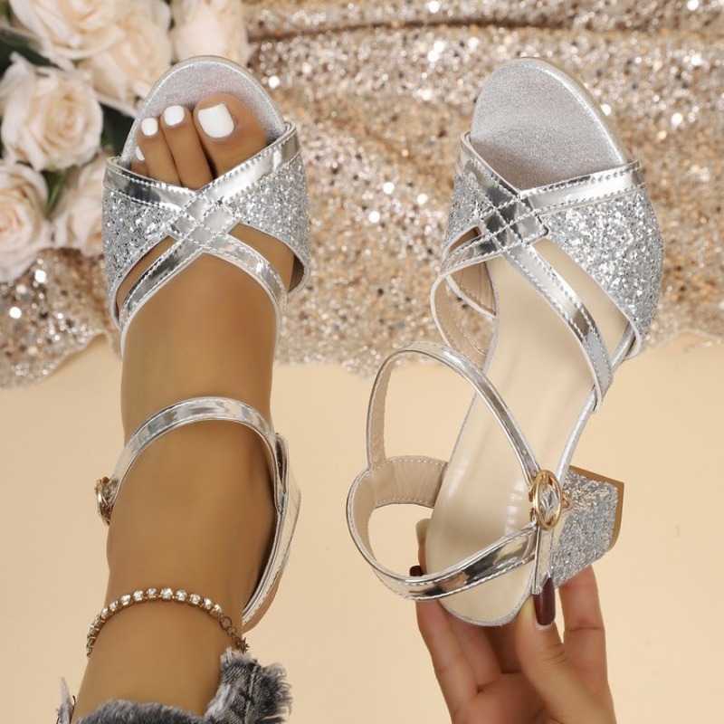 Women Block Heels Sandals Gold - Women Shoes Model review and price