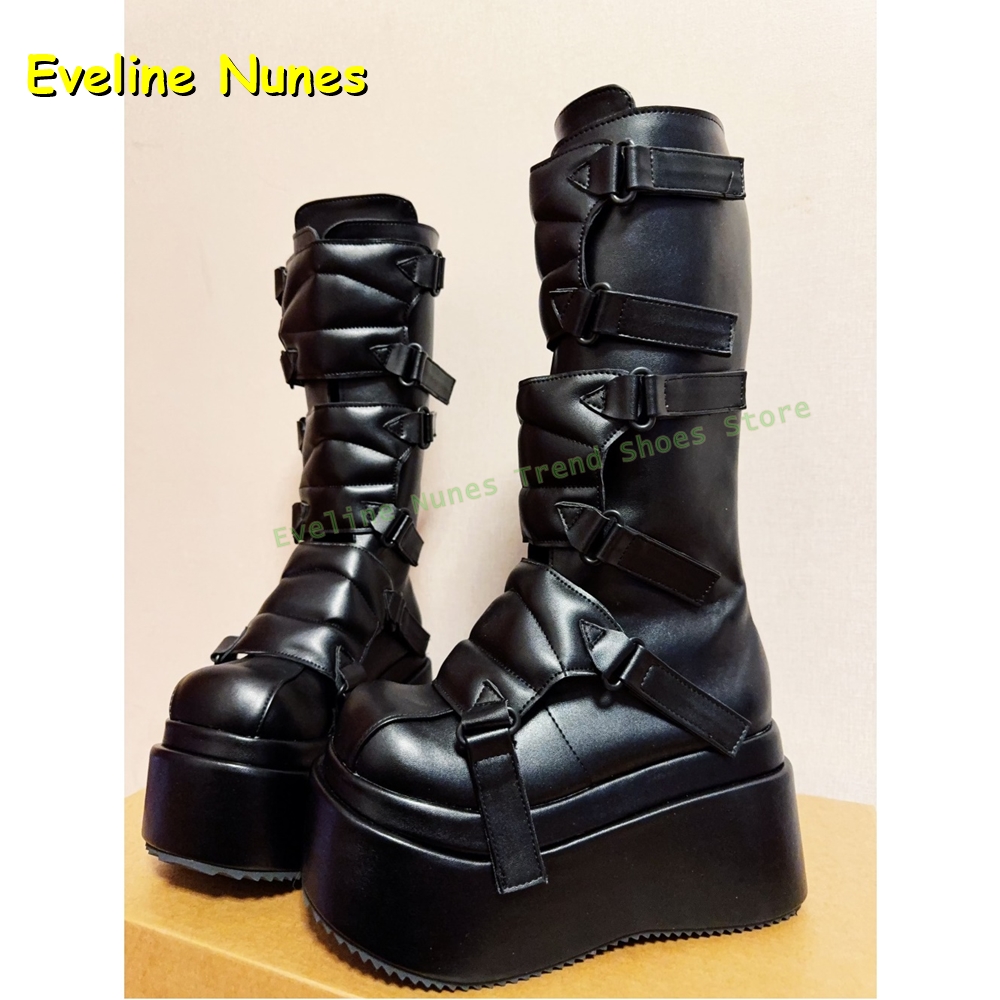Black Buckle Cyberpunk Y2K Kne - Women Shoes Size Chart review and price