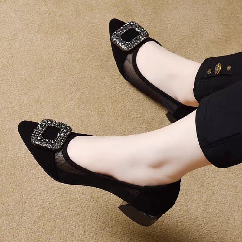 Elegant Pointed Toe Mesh Block - Women Shoes Model review and price